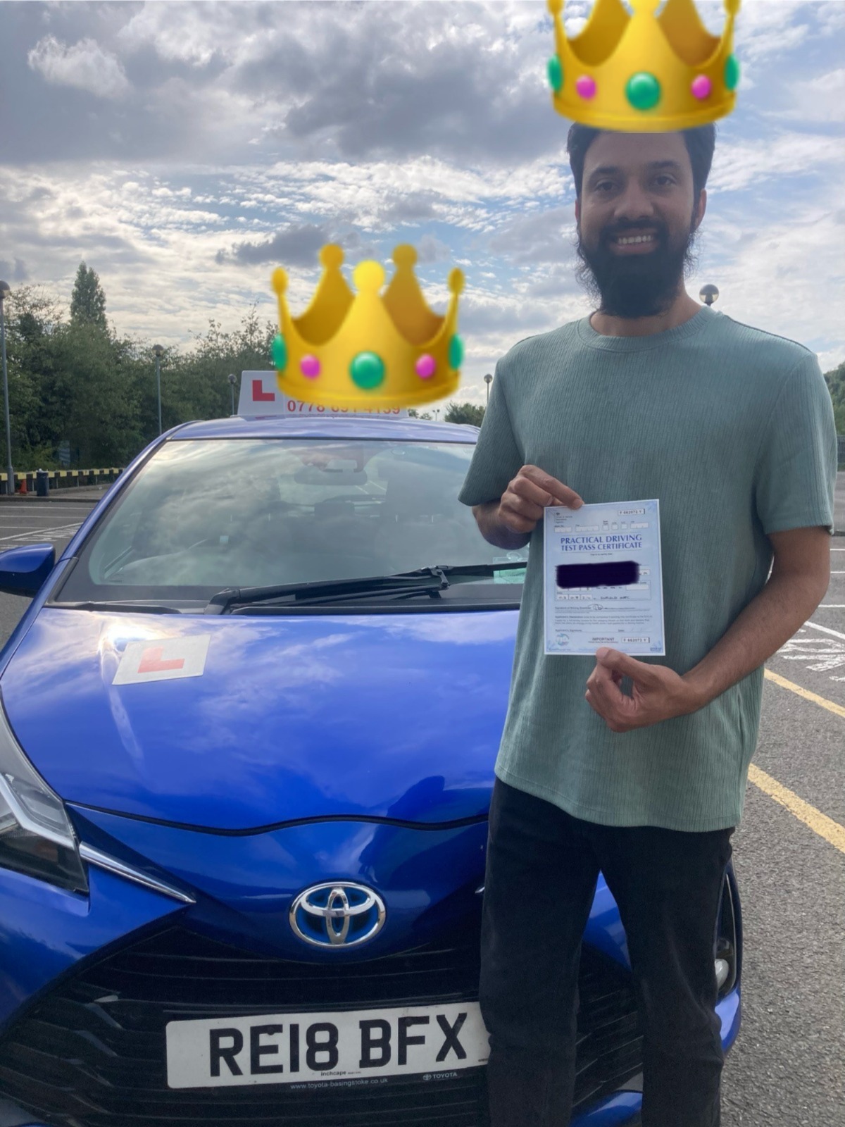 Happy student N.C. who passed driving test in London